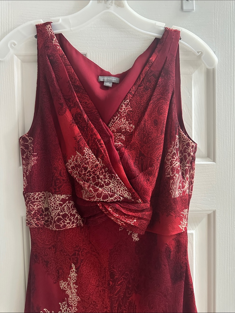 Vintage Ann Taylor Burgundy Floral Silk Midi Dress Size 8 Whimsygoth Red Wine - Picture 2 of 9